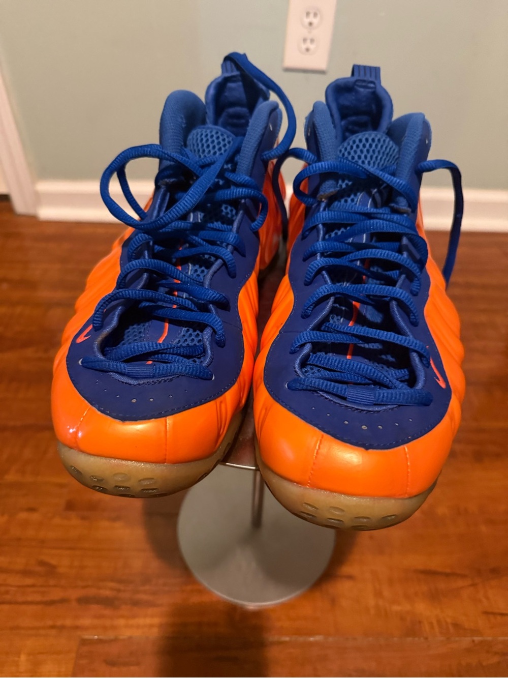 Nike MEN Orange and Blue Foamposite-Style Sneakers-NEW YORK KNICKS CHAMPS COLORS - Picture 2 of 16